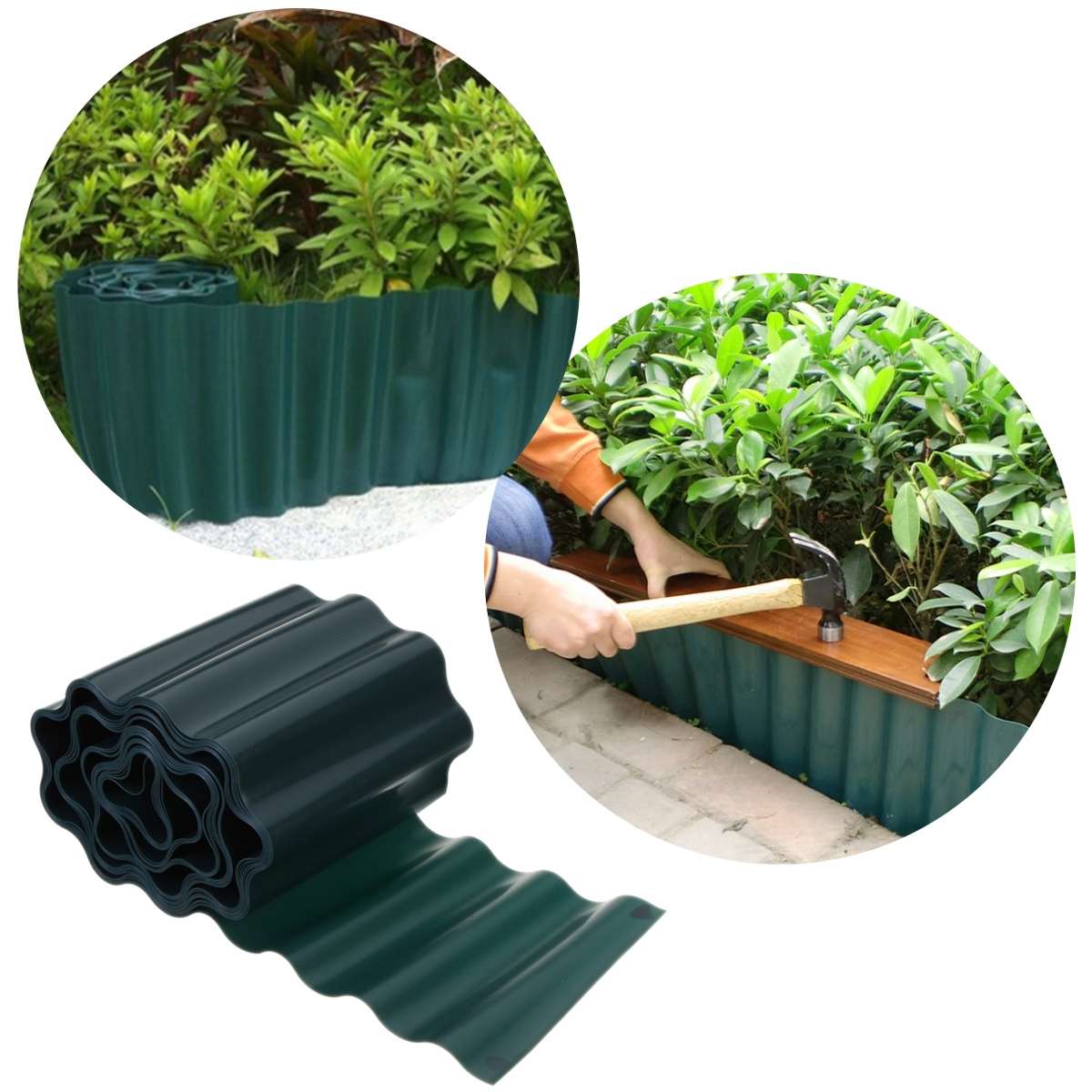 DIY Garden Decorative Lawn Edging 4''/6''/8'' Green Plastic Lawn Edging Decorative Fence Path Border Plant Beds