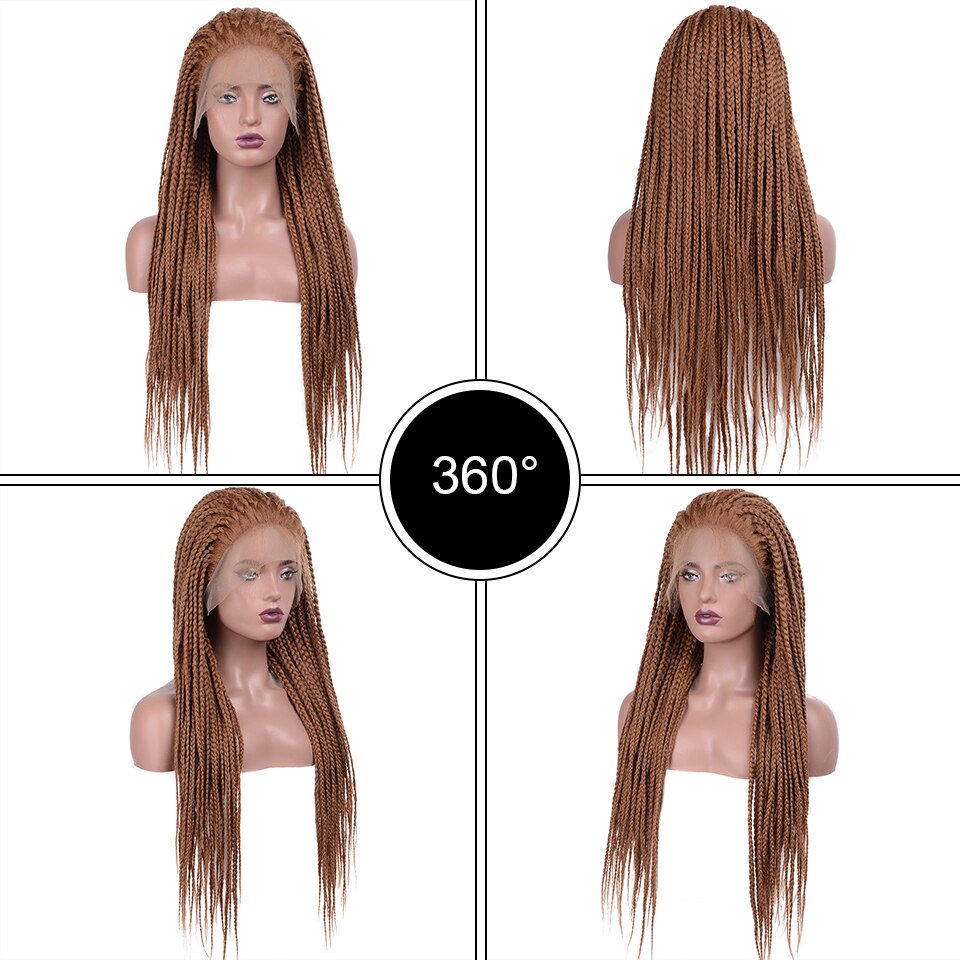 Lace Frontal Cornrow Wig Synthetic Wigs Lace Front Braided Wigs Hand Braided Box Braid Lace Wigs With Baby Hair For Women