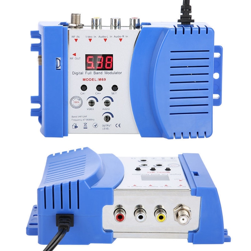 Fuld digital vhf uhf rf modulator av til rf avto tv-konverteradapter (eu-stik)