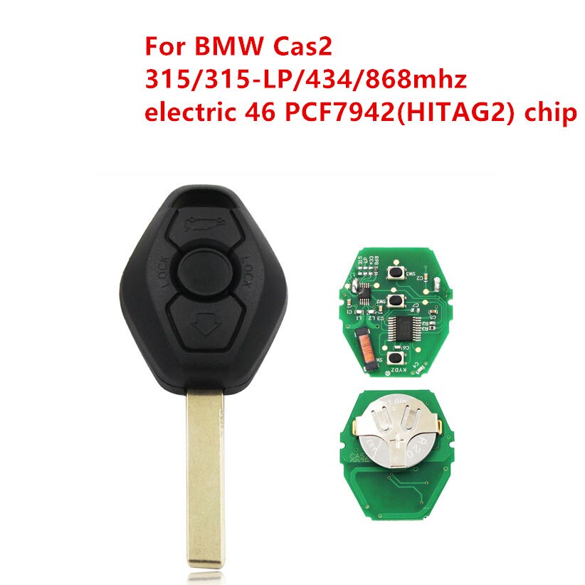Afstandsbediening Sleutel 3 Knop Met 315/315-Lpmhz/433 Mhz/868 Mhz Met Elektrische 46 PCF7942 (HITAG2) chip Voor Bmw 5 Serie CAS2 Systerm