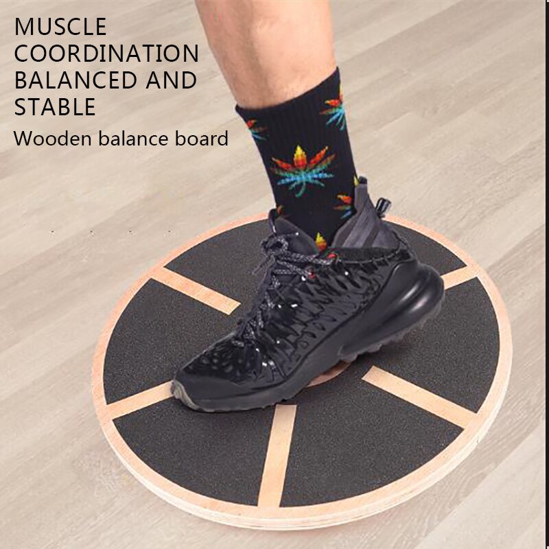 Yoga Fitness Wooden Non-slip Balance Board Rehabilitation Training Difficult Balance Training Round Balance Board XJ