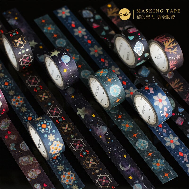 Algue diamant feuille d'or Washi ruban adhésif bricolage Scrapbooking autocollant étiquette rubans de masquage