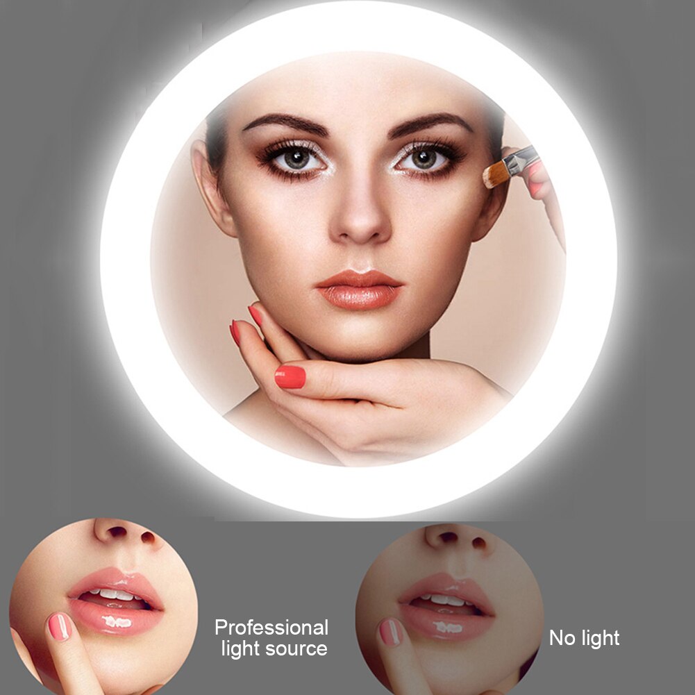 LED Mini Makeup Mirror Hand Held Fold Small Portable Micro USB Connect Cable Chargeableable Cosmetic Mirror makeup Tool