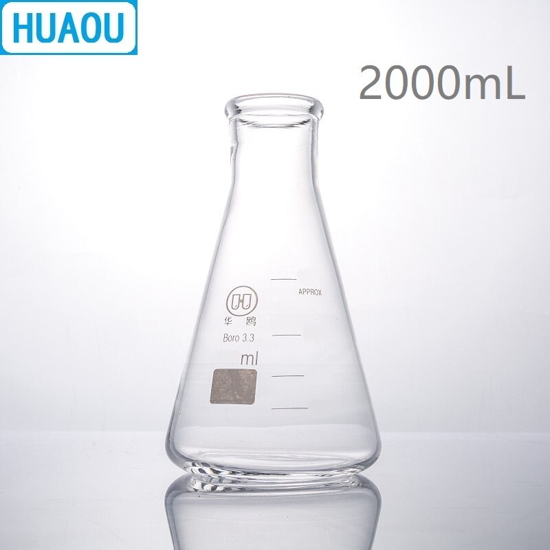 HUAOU 1000 mL Erlenmeyer fiole Borosilicate 3.3 verre col étroit conique Triangle fiole laboratoire équipement de chimie