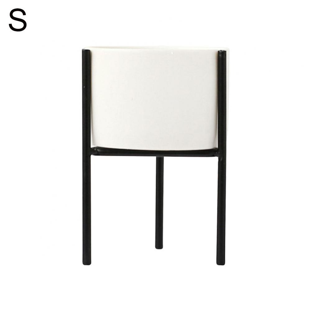 80% Nordic Ijzerwerk Huis Tuin Metalen Rek Beugel Keramische Bloempot Houder Vetplanten Planten Container Planter Stand: Black S
