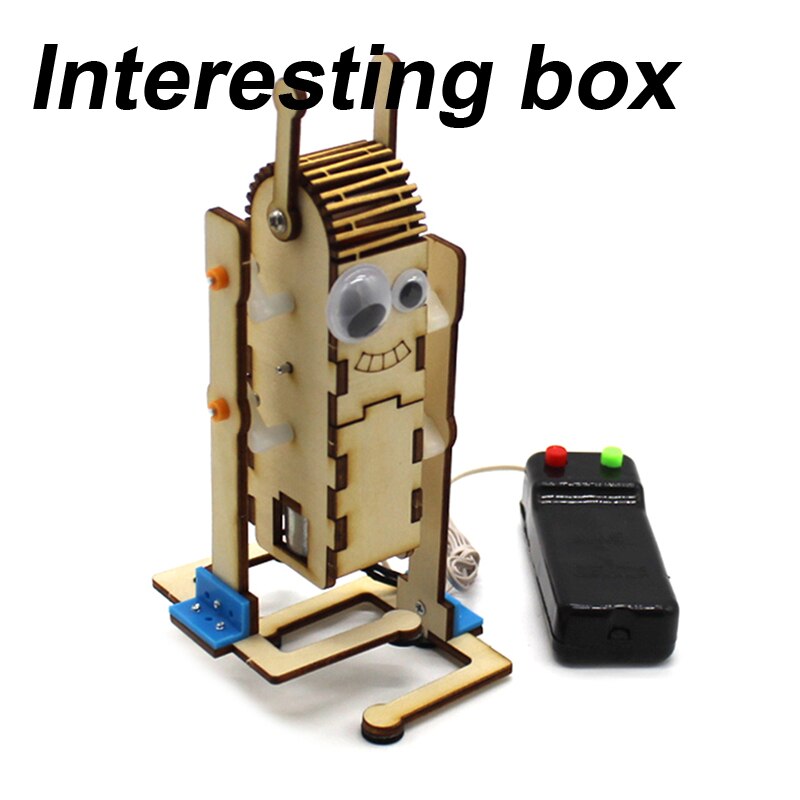 Robot de ojo grande controlado por cable, madera, control remoto eléctrico, engranaje de juguete, tecnología para manualidades, producción pequeña