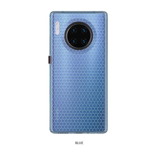 Ikreese Honingraat Groef Cooling Shockproof Anti Collision Transparante Tpu Telefoon Case Voor Huawei Mate 30 Pro Soft Silicone Cover: For Mate 30 Pro / Blue