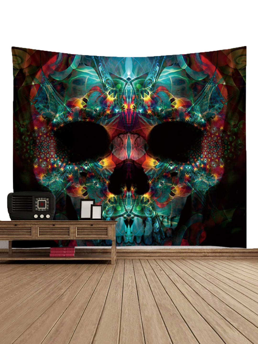 Tapiz Psicodélico The Kissing Lovers - Arte De Cráneos Y Amantes En Fondo Universal - 90x120cm - Poliéster Suave Para Decoración De Pared