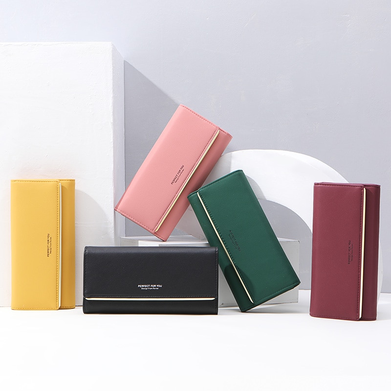 Brand Trifold Women Wallets Card Holder Large Capacity Purse Soft Leather Long Wallet Clutch Phone Pocket Carteira