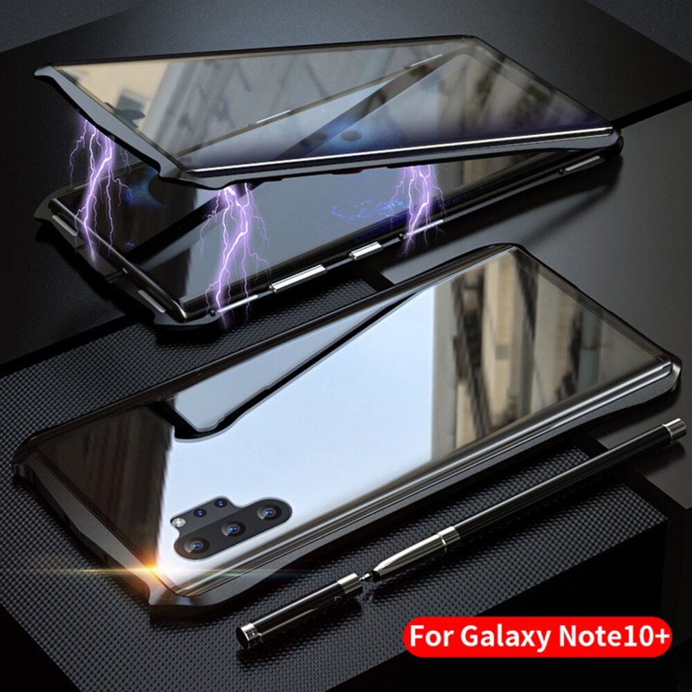 Für Samsung Hinweis 10 + Magnet CaseInnovative Magnetische fallen für Samsung Galaxis Hinweis 10 Plus 5g Vorderseite + zurück schutz Glas Abdeckung