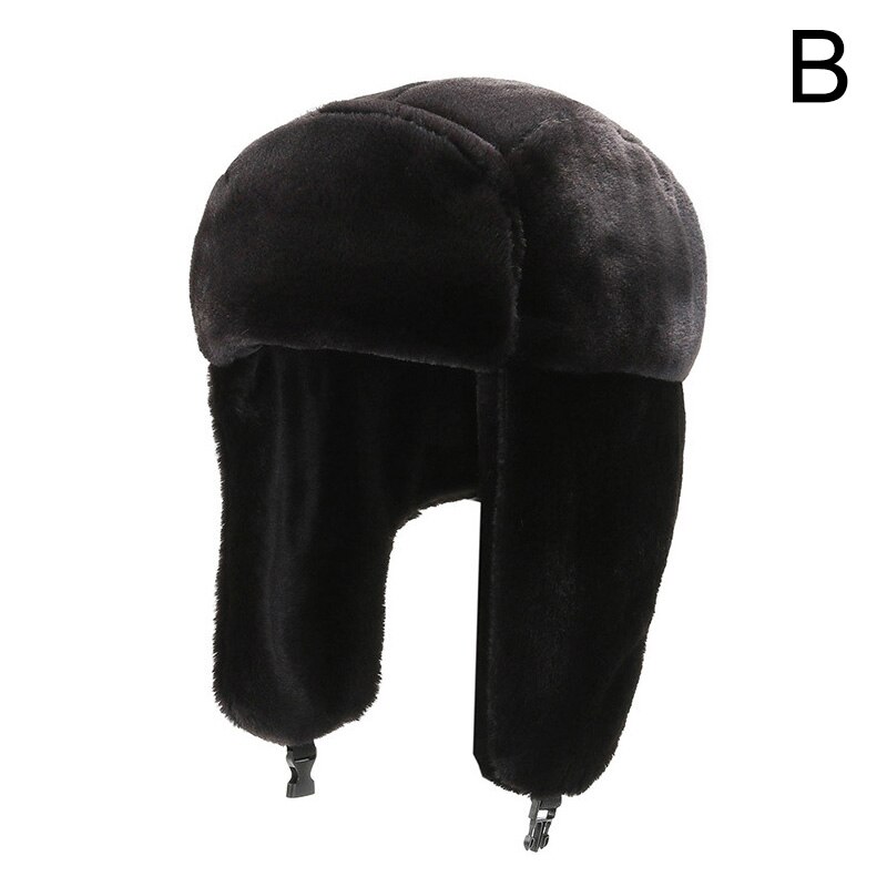 Winter Hat Women Men Faux Fur Solid Color LeiFeng Cap Russian Bomber Hat Ski Hat Warm Earmuffs Thicken Ear-flapped Hat: B