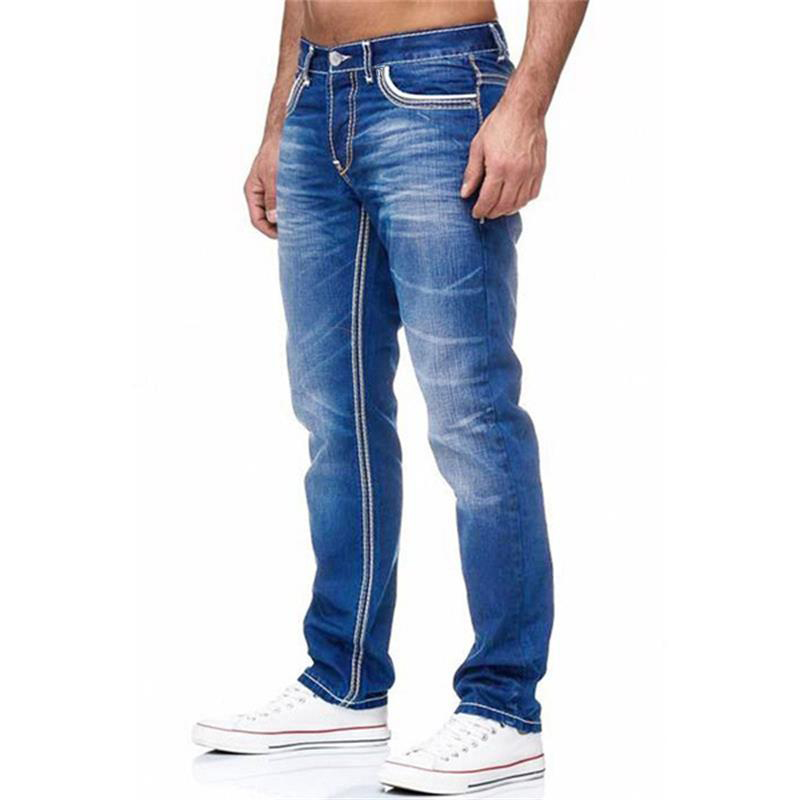 Men Jeans Black Straight Pants Spring Autmun Pockets Denim Casual Tousers Light Blue Streetwear Jeans Men