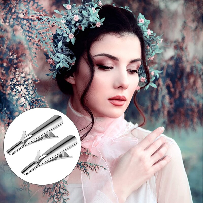 100-Pcs Mini Metal Alligator Clips For Crafts - Small Roach Clips Spring Clips Clamps 45Mm Alligator Hair Clips