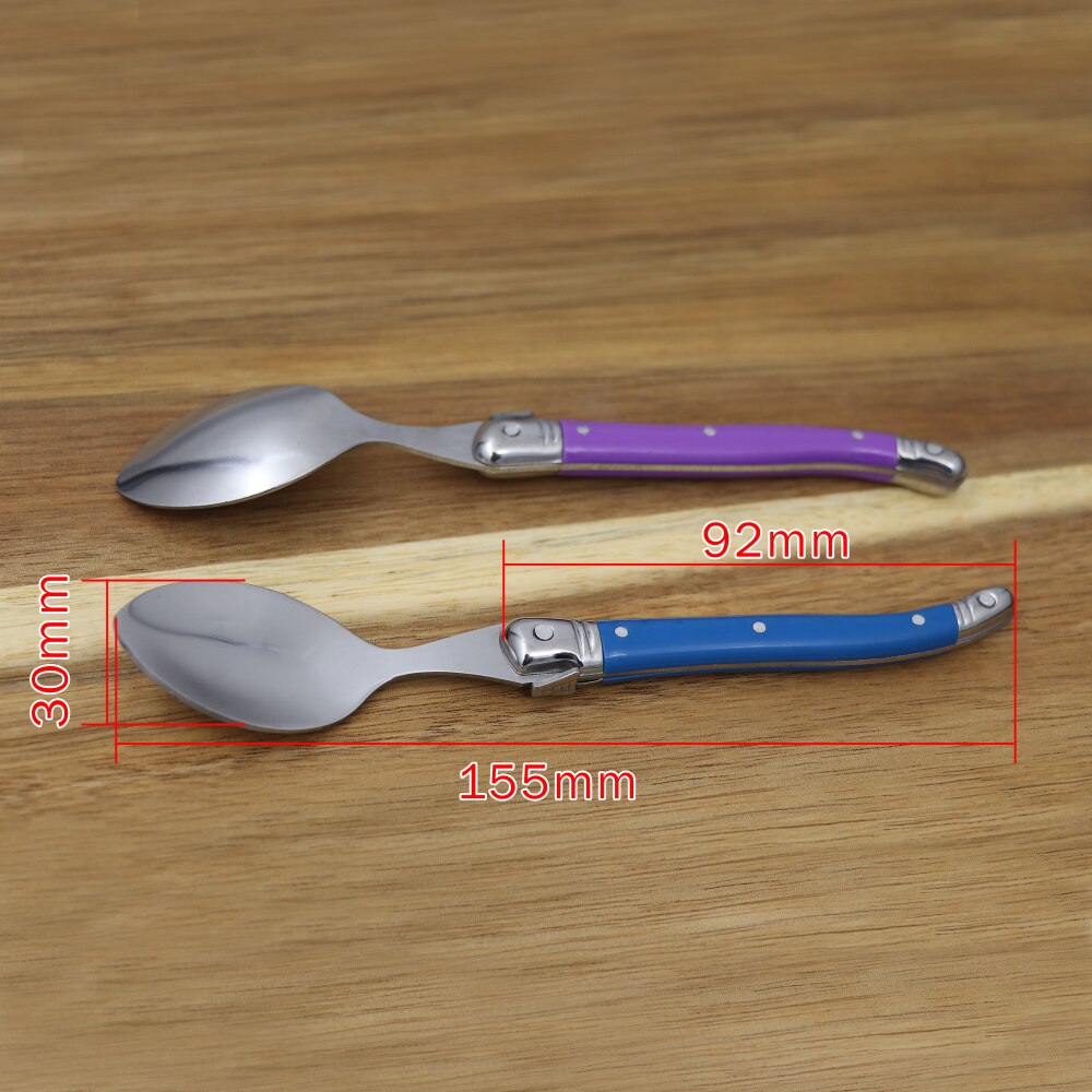 6-12pcs 6&#39;&#39; Laguiole Teaspoons Rainbow Handle Small Coffee Ice Tea Spoon Mini Steel Stirring Spoon Dessert Honey Cake Ice Cream