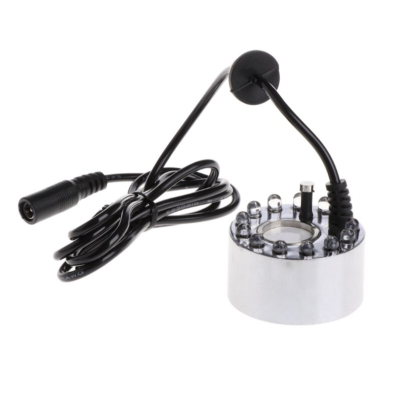 Nebulizador ultrasónico de luz colorida, fuente de agua, decoración de estanque, 12 LED,