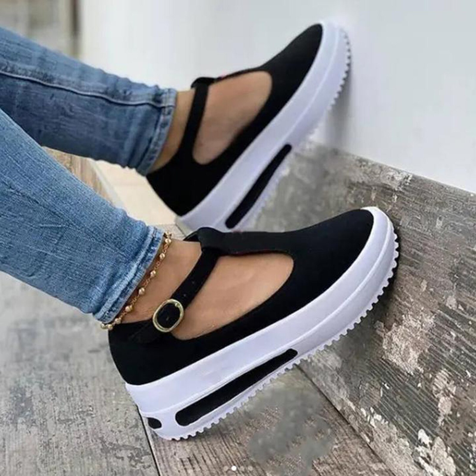 Sandales à talons compensés pour femmes, chaussures solides confortables pour la marche en plein air: BK / 40