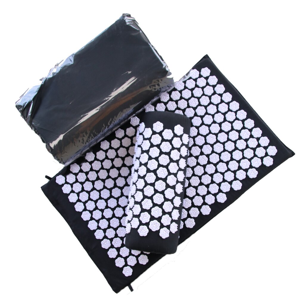 Lager Yoga Acupressure Mat and Pillow Set, with Bag,Non Slip ,Back and Neck Pain Relief and Muscle Relaxation Massage Cushion