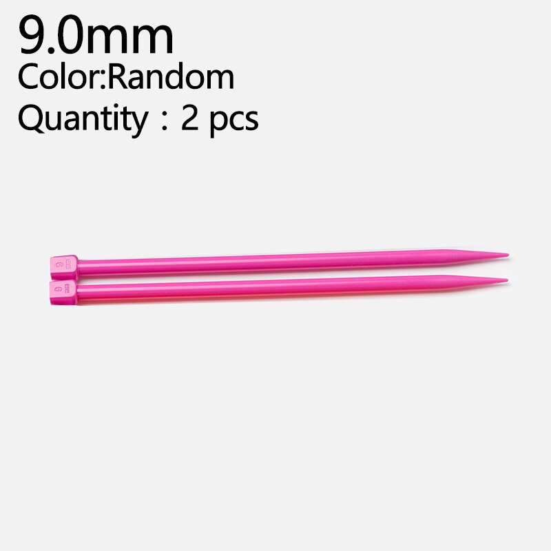 2pcs 25cm Knitting Needles 4.0mm-10.0mm Single Point Yarn Weave Knitting Needles Hook For Scarf Sweater Clothes Tools: 9.0mm