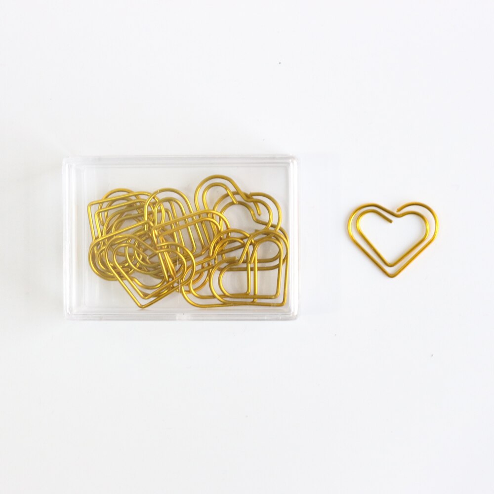 Domikee-marcapáginas con de corazón de amor, clips de papel para la escuela y la Oficina, 12 unids/caja, 5 colores,: YELLOW