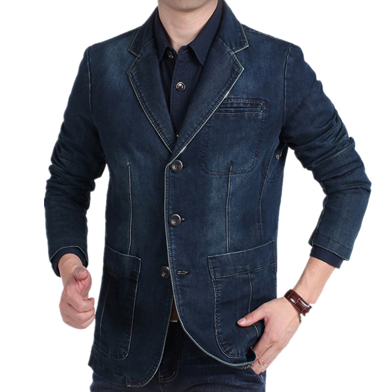 Casual Mannen Pakken Jassen Slim Fit Mannelijke Jassen Kleding Plus Size M-4XL Herfst Winter Jeans Blazer Mannen Katoen denim Smart