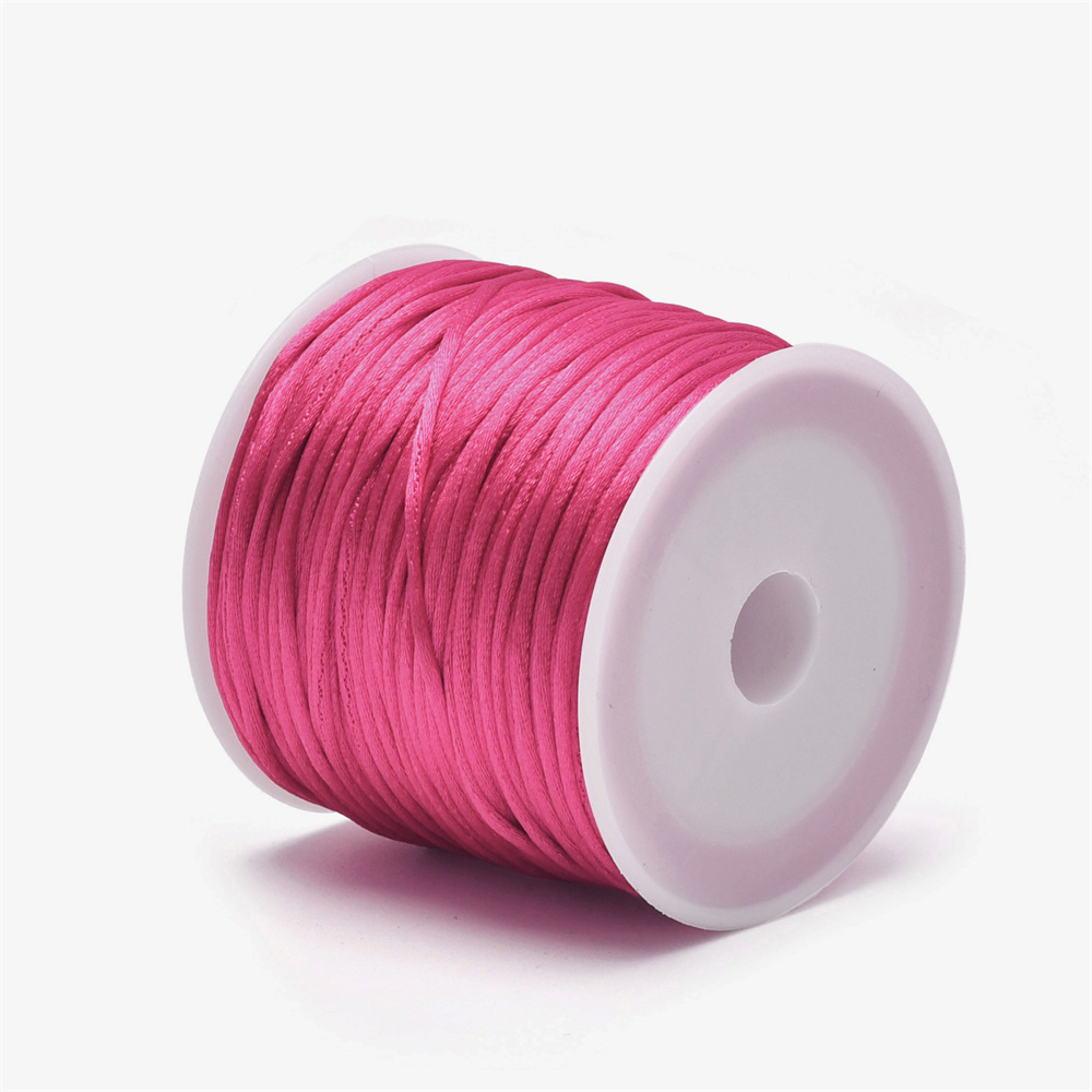 Cordón de cola de rata satinada para manualidades de 1,5 mm de nailon para nudo chino, macramé, adornos, fabricación de joyas, 24 yardas: Rojo