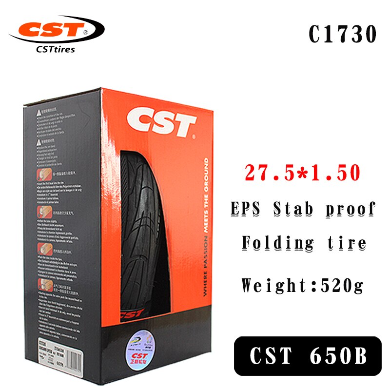 CST bicycle tire c1730 mountain bike EPS stab proof 27.5x1.5 semi smooth tire 60TPI City Bicycle outer tire: 27.5X1.5 EPS  fold
