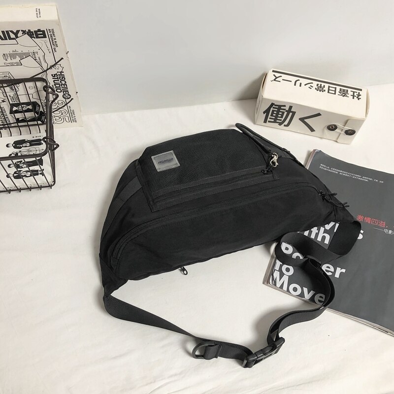 Brand Paar Messenger Bag Eenvoudige Taille Zak Japanse Borst Zak Ins Schoudertas Vrouwen Schoudertas: Black - no