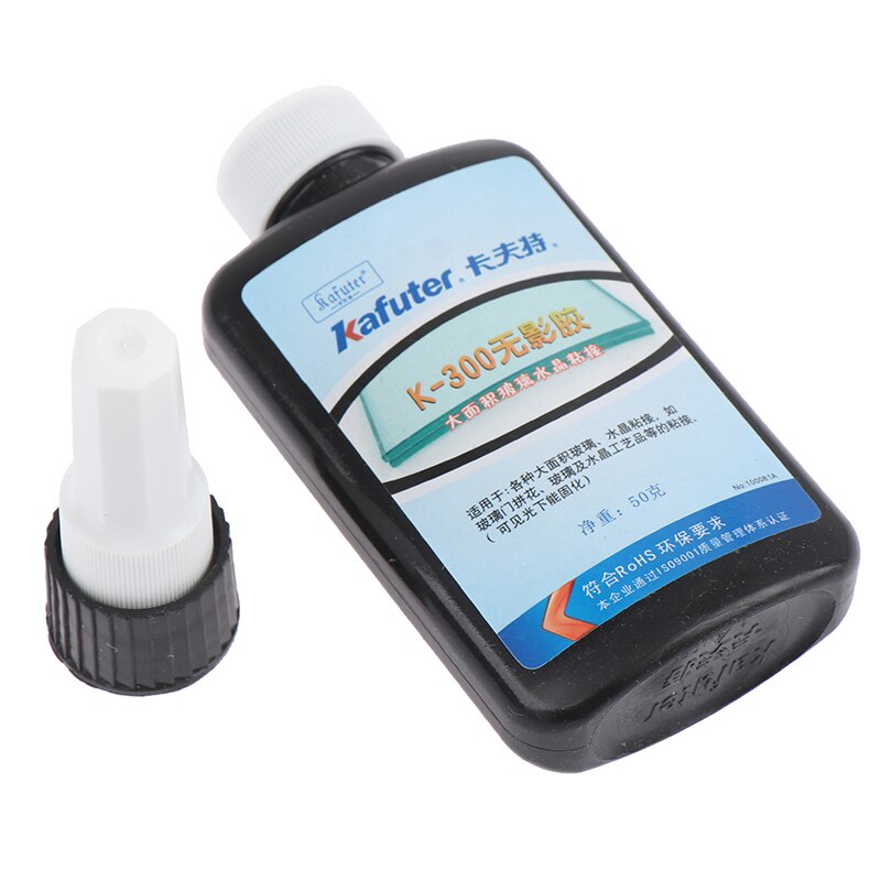 50Ml Uv Uv-uithardende Lijm K-300 Transparant Kristal En Glas Lijm Met Uv Zaklamp