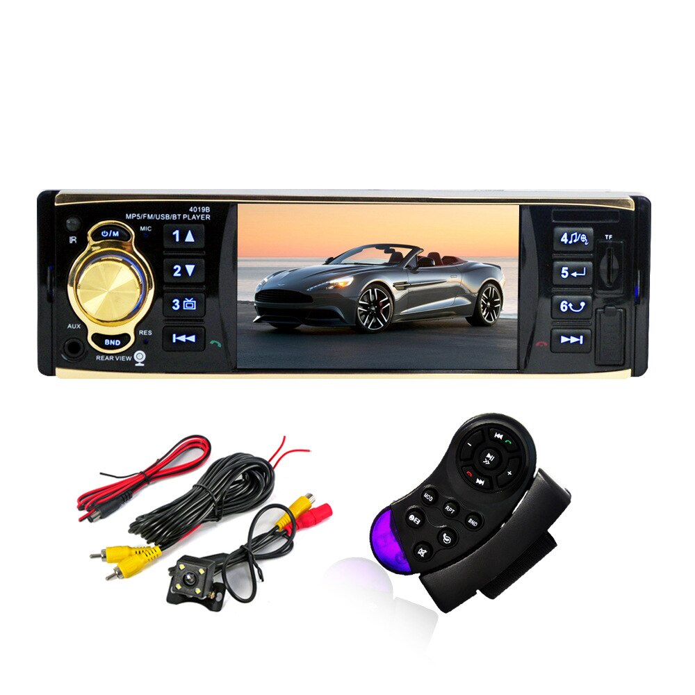 Sales 4.1 inch 1 Din Car Radio Audio Stereo USB AUX FM Radio Station Bluetooth with Rearview Camera Remote Control