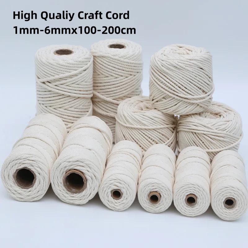 Cordón de macramé de 1/2/3/4/5/6mm, 109/218 yardas, cuerda de macramé de algodón, cordón artesanal para manualidades, perchas de plantas tejidas, Navidad, boda
