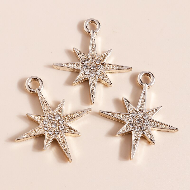 Dijes de estrella de cristal brillante para pendientes, accesorios para hacer pulseras, colgantes, collares, llaveros, fabricación de joyas Diy, 10 piezas, 27X20mm