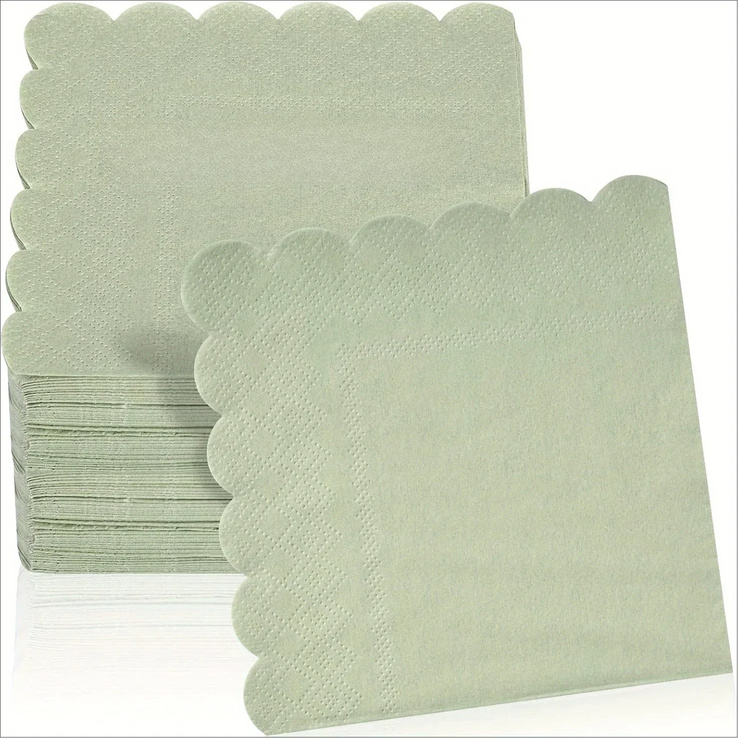 24/48/120 Uds servilletas de cóctel rosas y verdes, servilletas suaves de encaje desechables de 2 capas, servilletas gruesas de postre premium, servilletas de: XXL / green