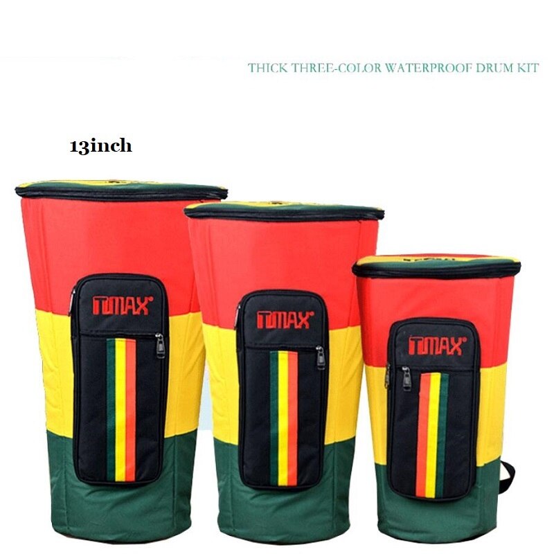 Trommetaske 10 " 12 " 13 " vandtæt stof rygsæk til tromme bærehåndtag afrikansk trommetaske vandtæt tromme rygsæk taske: Farverig 13 tommer