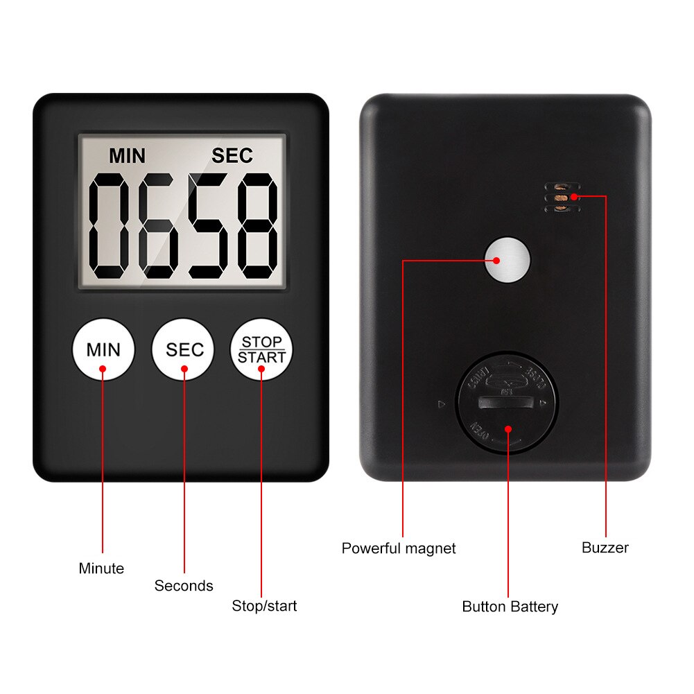Keuken Timer Lcd Digitale Ultra-Dunne Timer Stopwatch Keuken Tellen Countdown Timer Koken Bakken Alarm Herinnering Klok