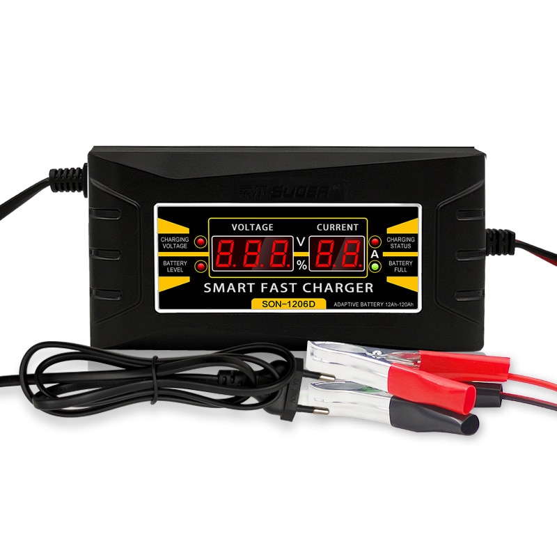 Car Battery Charger 12V 6A 10A Car Moto Full Automatic Smart Power Charging For Wet Dry Lead Acid Digital LCD Display EU US Plug