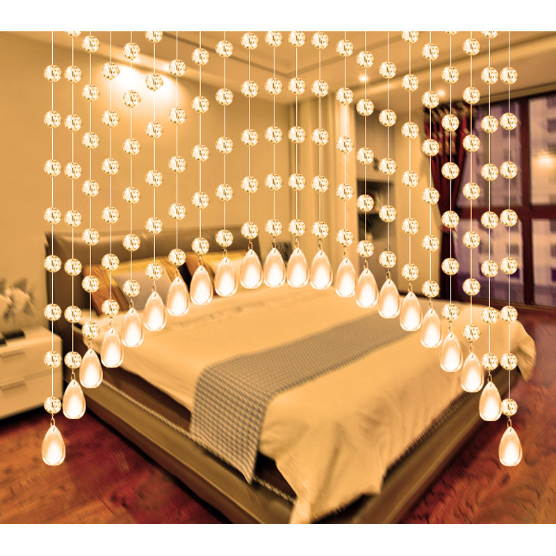 1Pcs Modern Glass String Curtain Room Divider Crystal Beads Door Window Panel Wedding Home Decor: Light green
