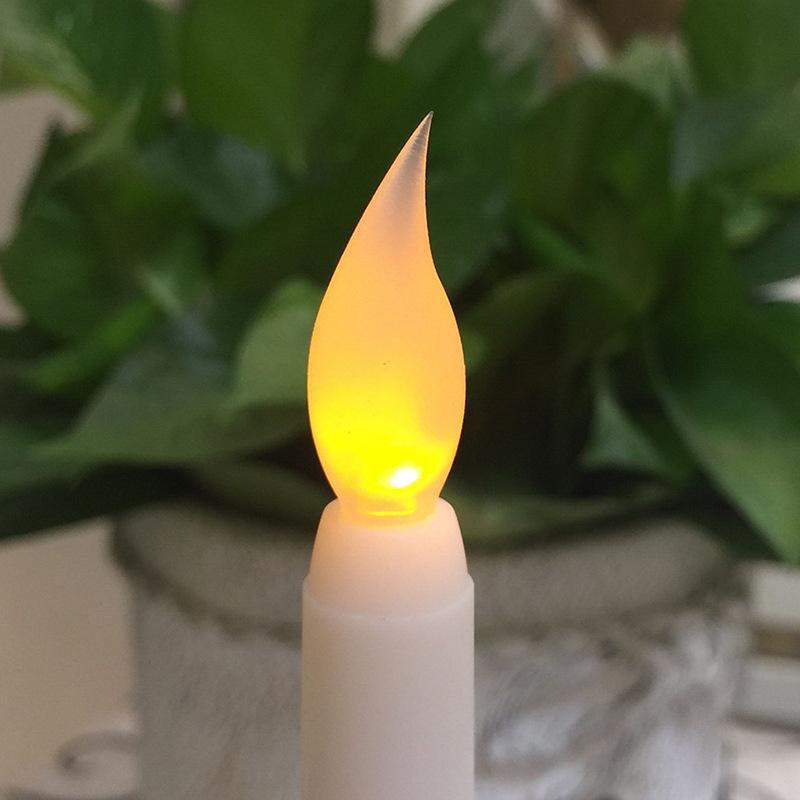 12pcs Yellow Flickering Remote LED Candles,Plastic Flameless Remote Taper Candles,bougie led For Dinner Party Decoration: Default Title