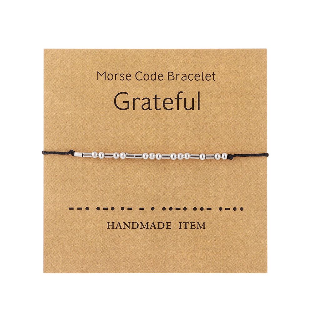 Código morse pulseiras abençoado grato senha casal pulseiras com cartão valentinesgifts dia aniversário lembrança presentes de aniversário: Grateful