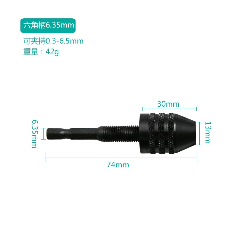 Mini Keyless Drill Chuck 0.3-8mm Self-Tighten Electric Drill Bits Collet Fixture Tools 1/4" Hex Shank Quick Change Converte