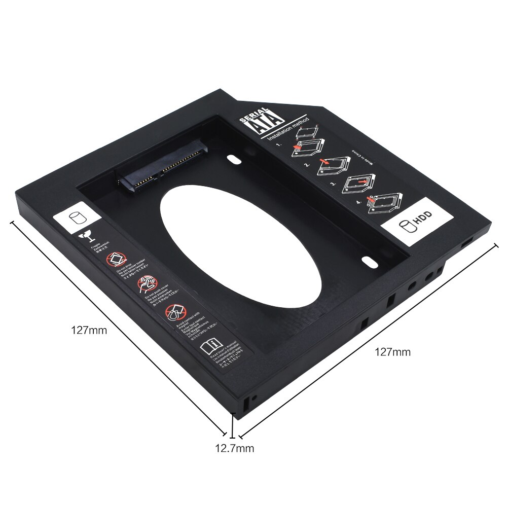 TISHRIC Plastic Hdd Caddy SSD Case Hdd Enclosure SATA 2.5 Hard Drives Hard Disk Enclosure For Laptop CD-ROM DVD-ROM Optical Bay: 12.7 mm