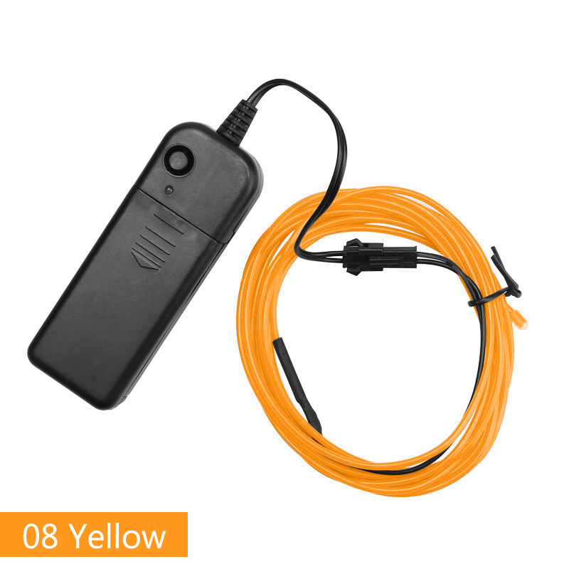 Cable de alambre LED de neón para de baile de Navidad, luz luminosa para decoración de coche, Rave, 1m/3m, novedad: Yellow / 3M