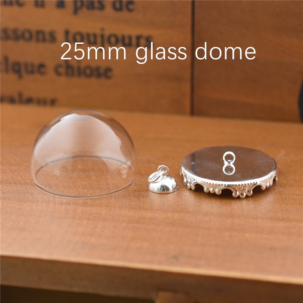 10set hollow glass dome with setting base beads cap set orb glass globe pendant glass bottle jewelry pendant