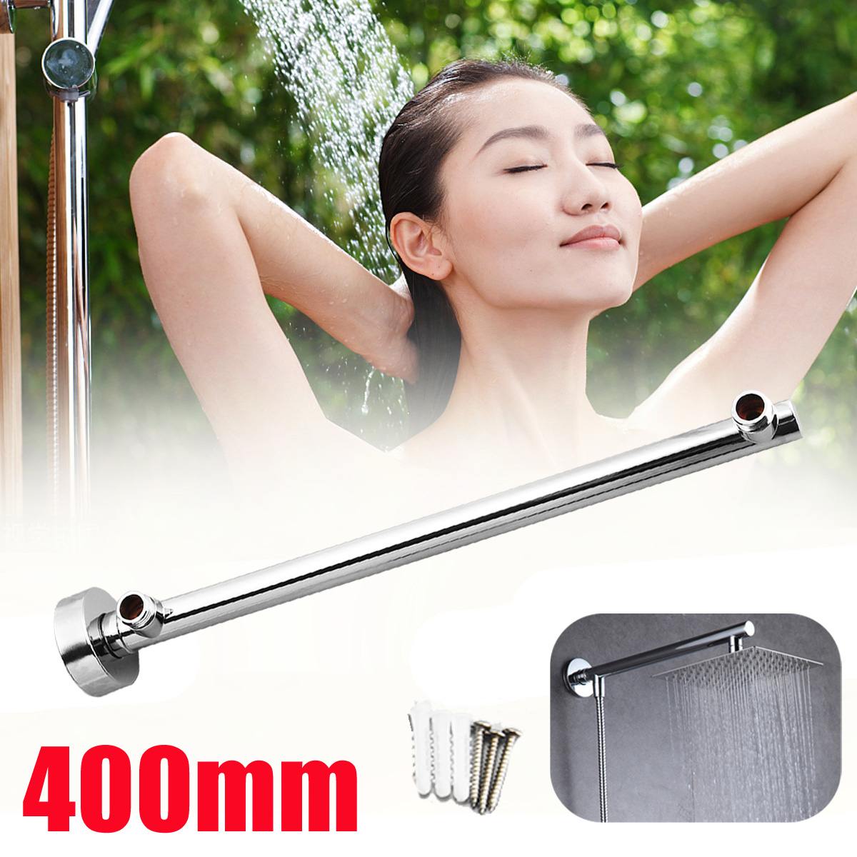 400mm Wall Mounted Shower Head Shower Arm Wall Ceiling Mounted Shower Head Extension Arm Bathroom Tools Accessories