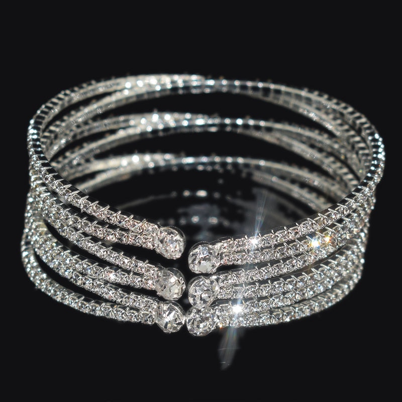 Luxe Crystal Bangles Goud Zilver Plated Rhinestone Cross Manchet Armbanden Voor Vrouwen Armbanden &amp; Bangles Bruiloft Bruids Sieraden