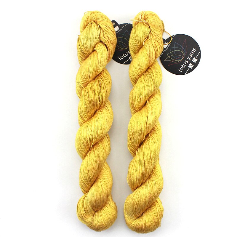 Madeja-hilo de seda pintado a mano, 50g, para tejer a mano, encaje de ganchillo, peso Natural, 22: Lemon