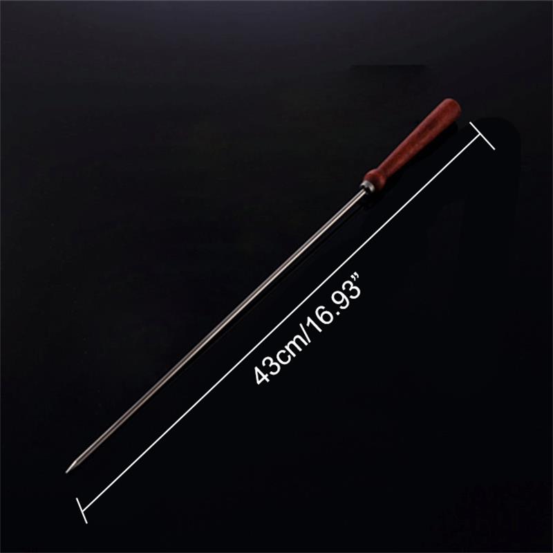 Rvs Barbecue Spies Bbq Kebab Stick Grill Naald Houten Handvat Kerst Bbq Party Naalden Tool Set 43Cm 16inch