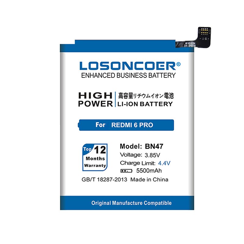 Losoncoer 5500 Mah BN47 Voor Xiaomi Redmi 6 / Hongmi Redmi 6 Pro Mi A2 Lite Batterij