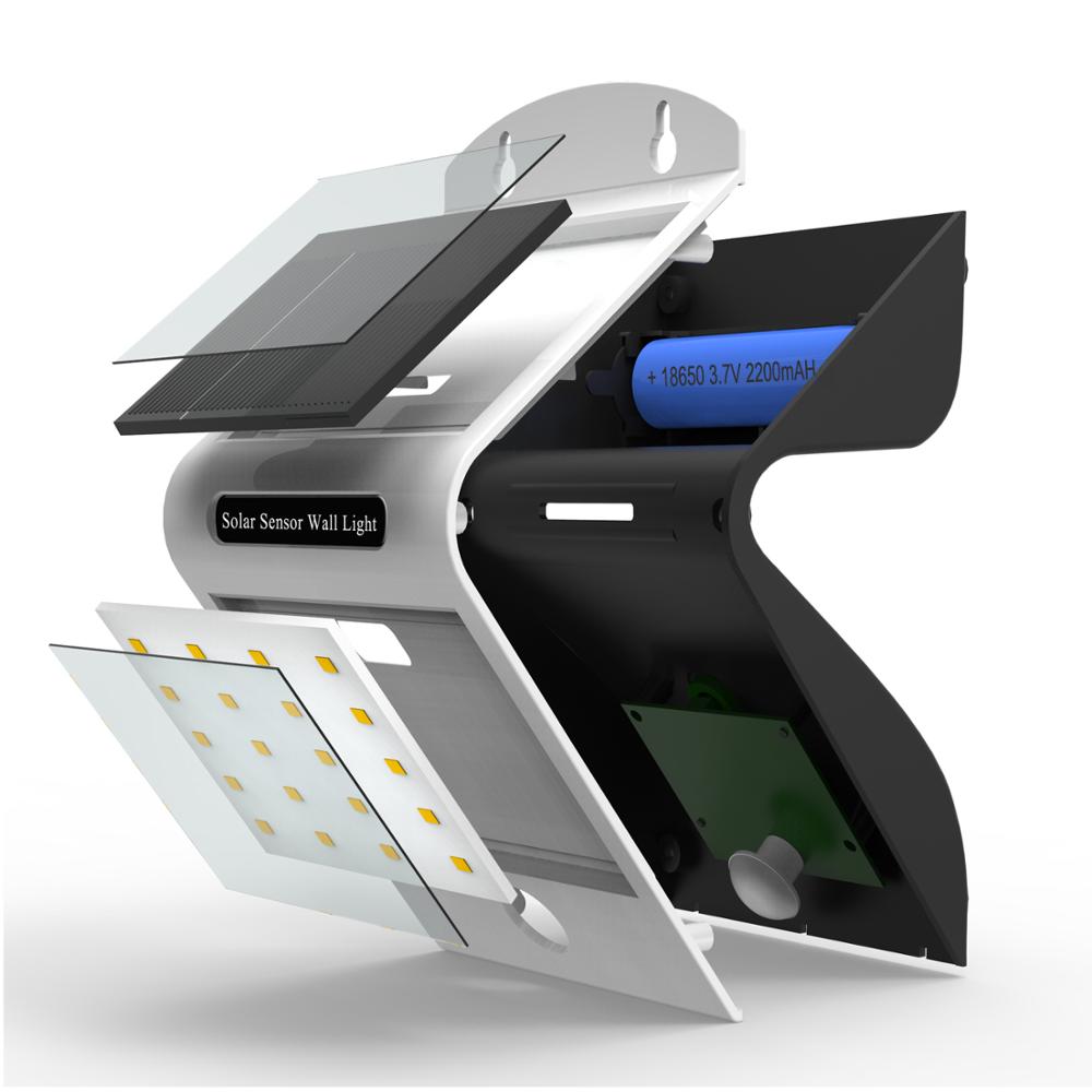 Solar Led Wandlamp Waterdichte IP66 Veranda Licht Moderne Led Wandlamp Pir Motion Sensor Outdoor Tuin Outdoor Licht Wit