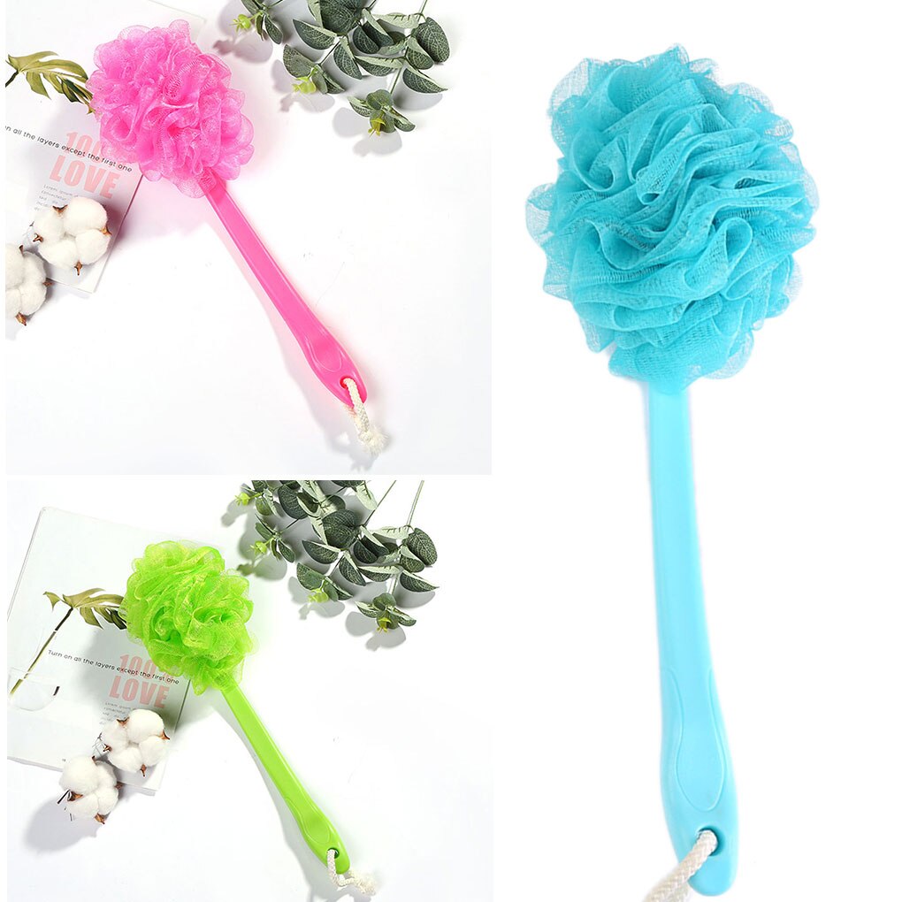 Long Handle Bath Netted Brush Hanging Soft Mesh Sponge Back Body Hanging Shower Scrubber Loofah