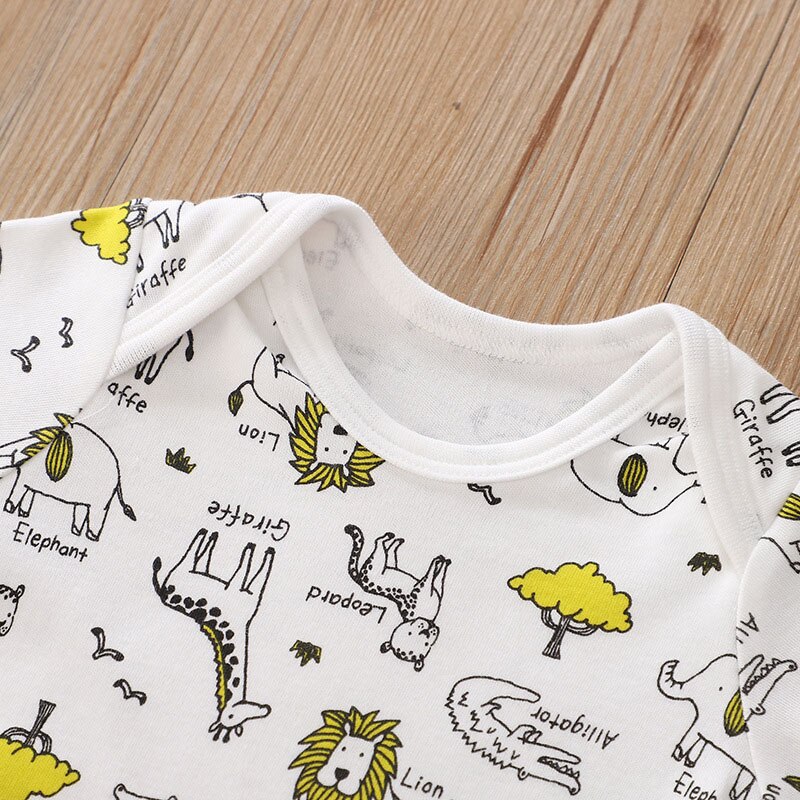 Lot de 3- bodies à manches longues pour bébé, 100%  pièces en coton avec imprimé animal, vêtements pour filles et garçons